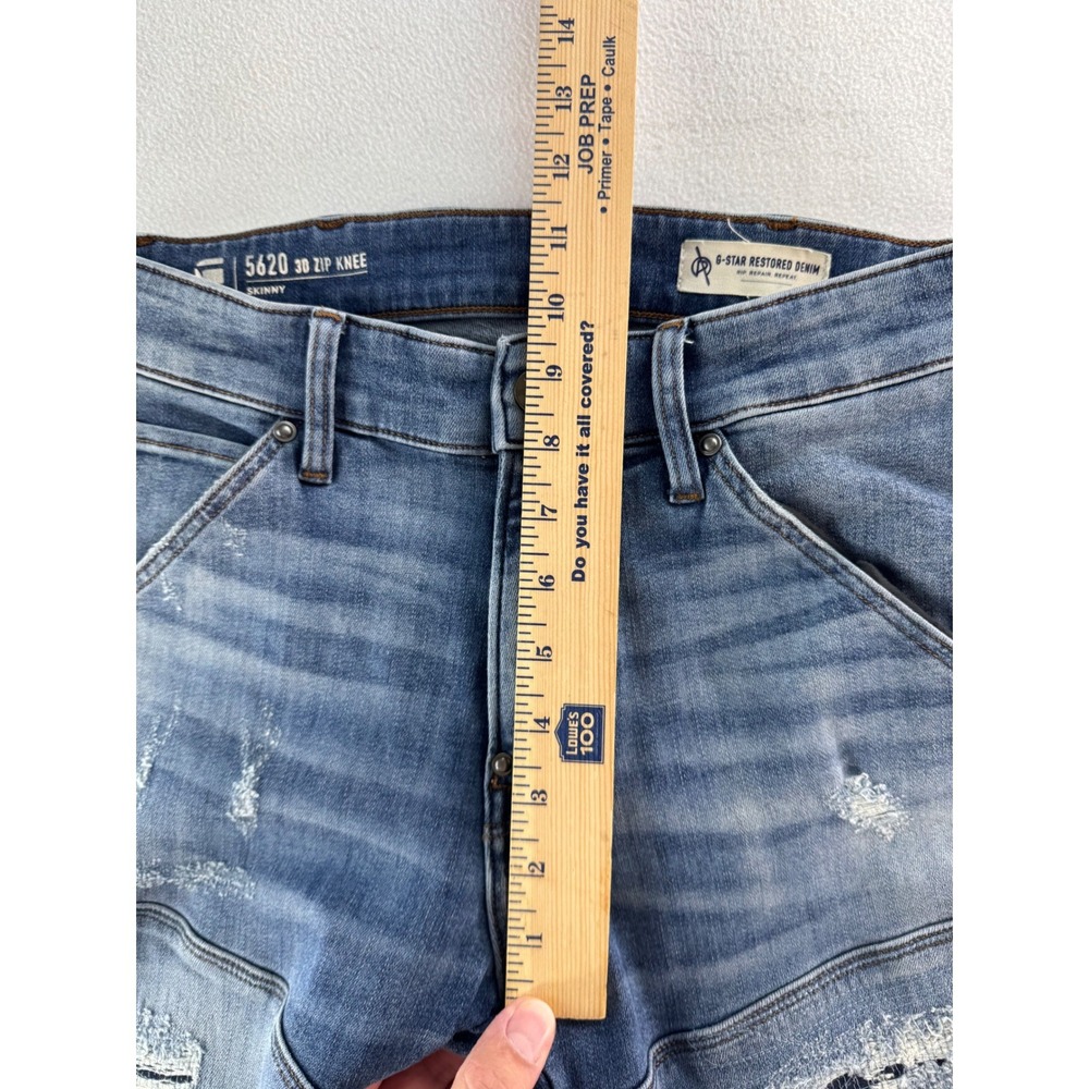 G-Star Raw Men's 5620 3D Zip Knee Skinny Jeans Faded Blue Distressed Denim 30x30 - Picture 15 of 16
